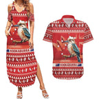 Aussie Kookaburra Couples Matching Summer Maxi Dress and Hawaiian Shirt Merry Christmas Red Style