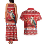 Aussie Kookaburra Couples Matching Tank Maxi Dress and Hawaiian Shirt Merry Christmas Red Style