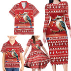 Aussie Kookaburra Family Matching Long Sleeve Bodycon Dress and Hawaiian Shirt Merry Christmas Red Style