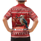 Aussie Kookaburra Family Matching Mermaid Dress and Hawaiian Shirt Merry Christmas Red Style