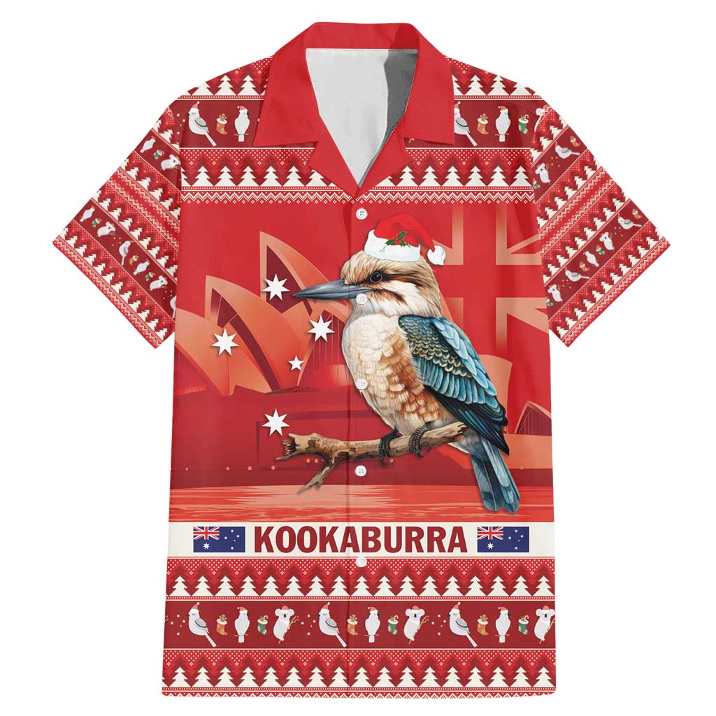 Aussie Kookaburra Family Matching Mermaid Dress and Hawaiian Shirt Merry Christmas Red Style