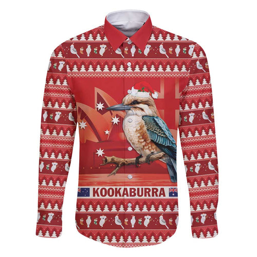Aussie Kookaburra Family Matching Mermaid Dress and Hawaiian Shirt Merry Christmas Red Style