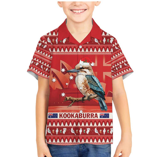 Aussie Kookaburra Family Matching Mermaid Dress and Hawaiian Shirt Merry Christmas Red Style