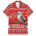 Aussie Kookaburra Family Matching Off The Shoulder Long Sleeve Dress and Hawaiian Shirt Merry Christmas Red Style