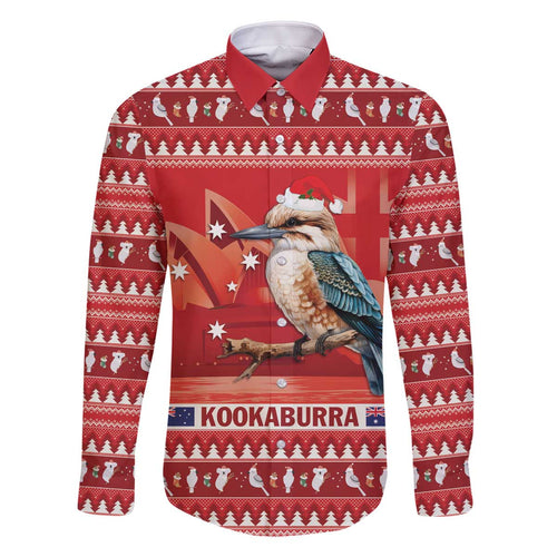 Aussie Kookaburra Family Matching Off The Shoulder Long Sleeve Dress and Hawaiian Shirt Merry Christmas Red Style