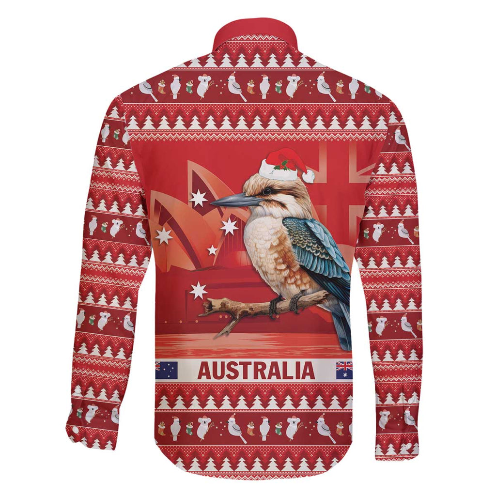 Aussie Kookaburra Family Matching Off The Shoulder Long Sleeve Dress and Hawaiian Shirt Merry Christmas Red Style