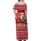 Aussie Kookaburra Family Matching Off Shoulder Maxi Dress and Hawaiian Shirt Merry Christmas Red Style
