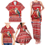 Aussie Kookaburra Family Matching Tank Maxi Dress and Hawaiian Shirt Merry Christmas Red Style