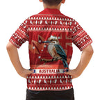 Aussie Kookaburra Family Matching Tank Maxi Dress and Hawaiian Shirt Merry Christmas Red Style