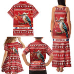 Aussie Kookaburra Family Matching Tank Maxi Dress and Hawaiian Shirt Merry Christmas Red Style