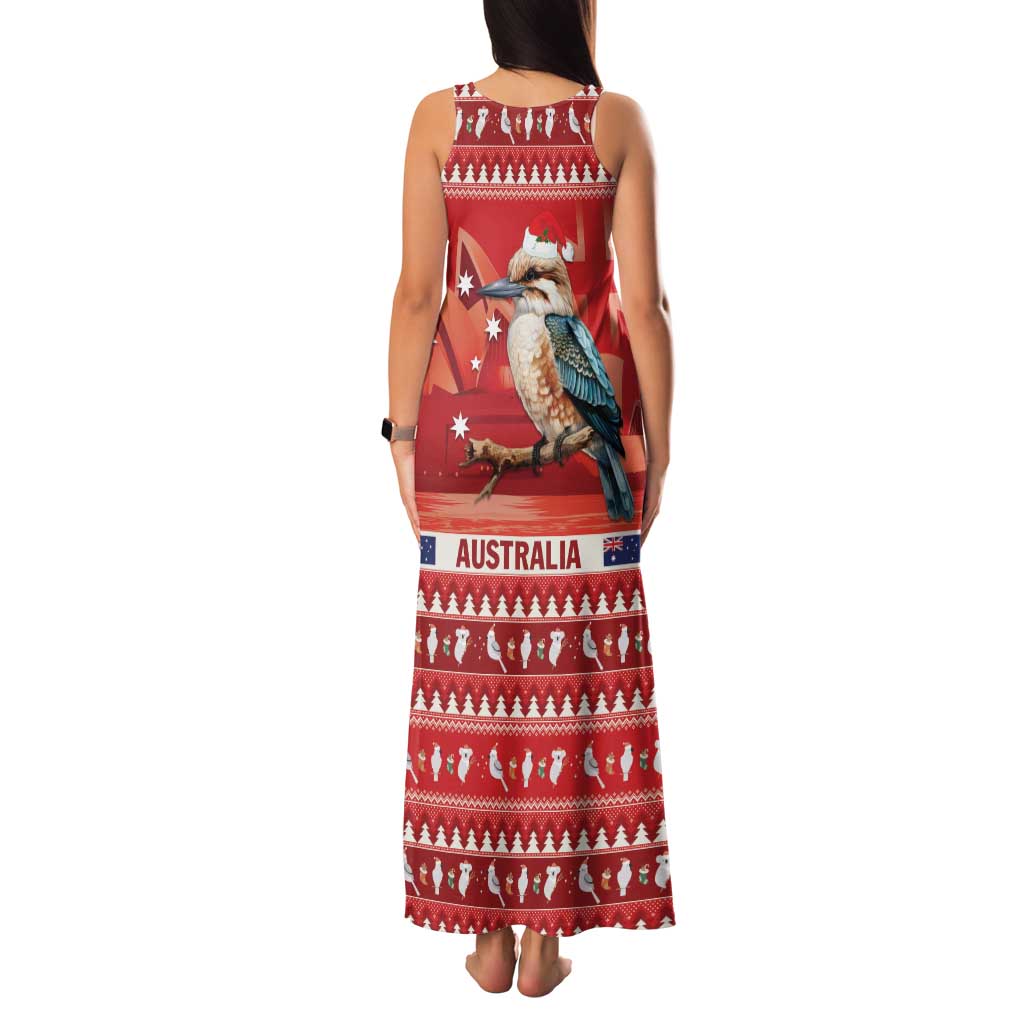 Aussie Kookaburra Family Matching Tank Maxi Dress and Hawaiian Shirt Merry Christmas Red Style