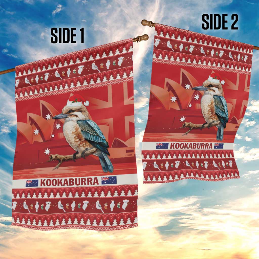 Aussie Kookaburra Garden Flag Merry Christmas Red Style