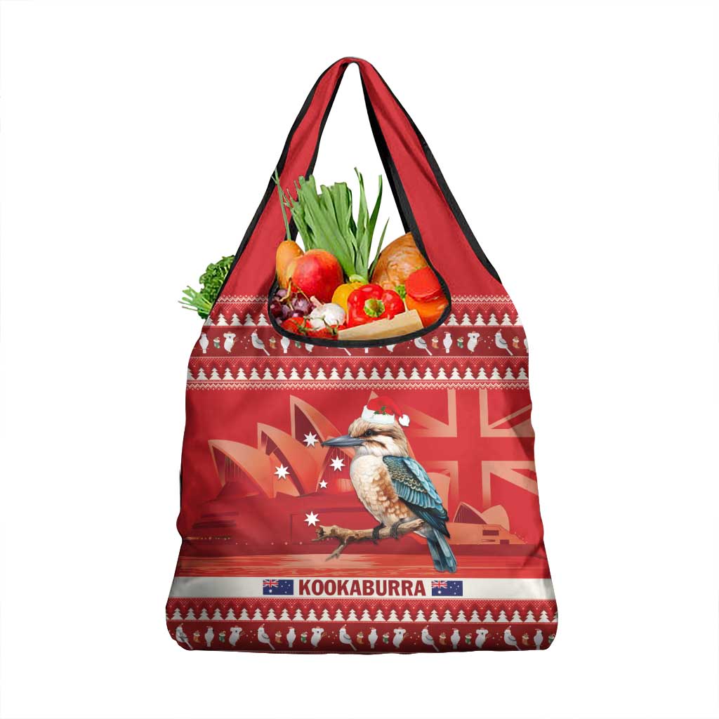 Aussie Kookaburra Grocery Bag Merry Christmas Red Style