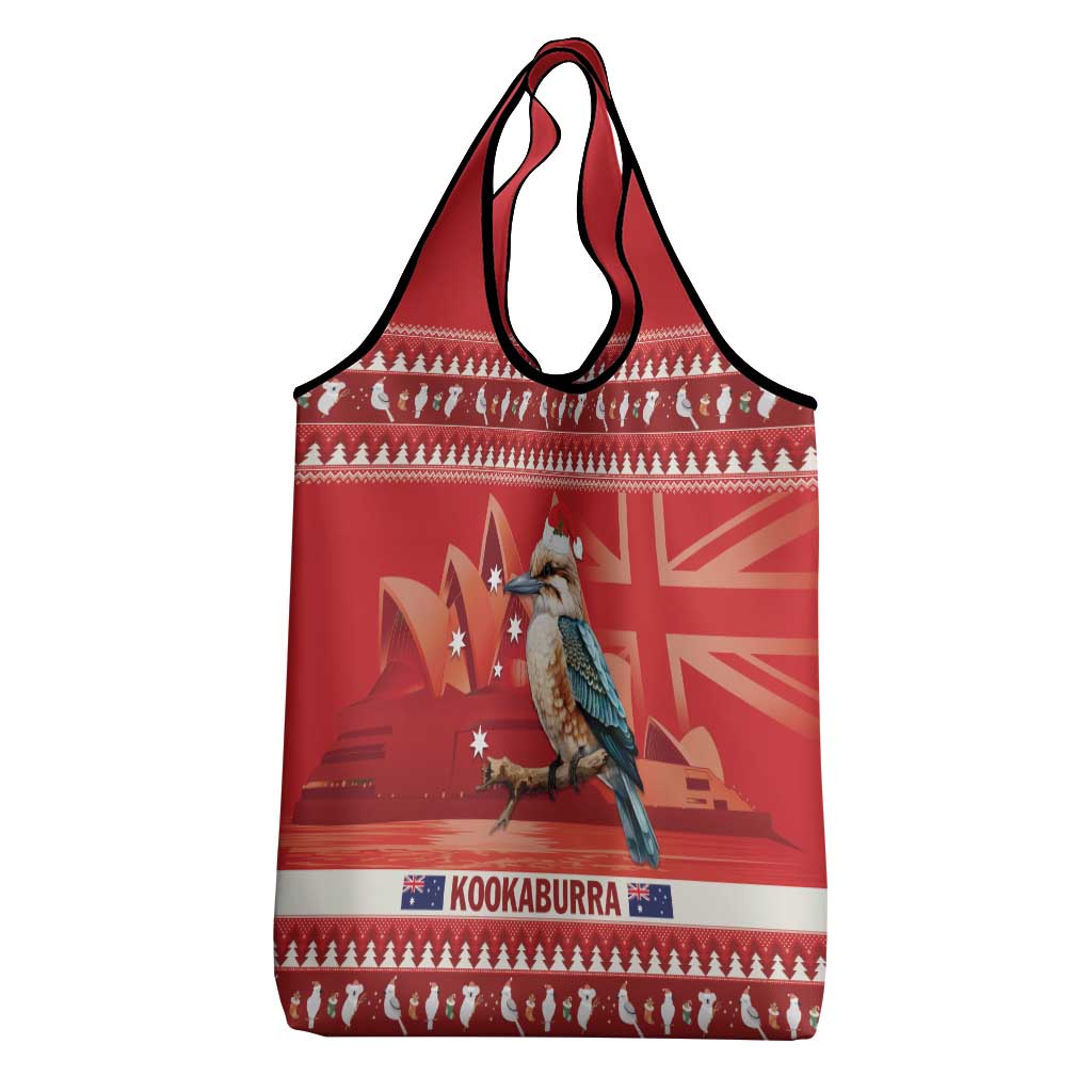 Aussie Kookaburra Grocery Bag Merry Christmas Red Style