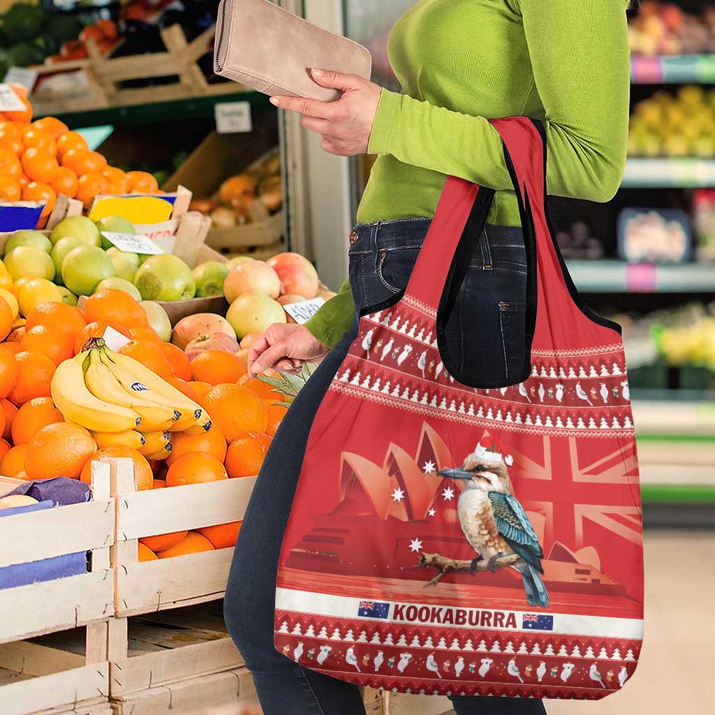 Aussie Kookaburra Grocery Bag Merry Christmas Red Style