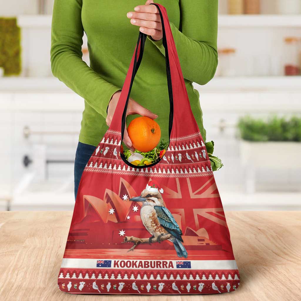 Aussie Kookaburra Grocery Bag Merry Christmas Red Style