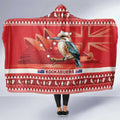 Aussie Kookaburra Hooded Blanket Merry Christmas Red Style