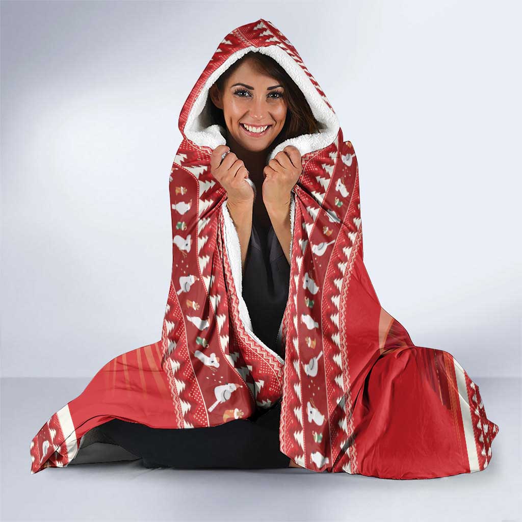 Aussie Kookaburra Hooded Blanket Merry Christmas Red Style