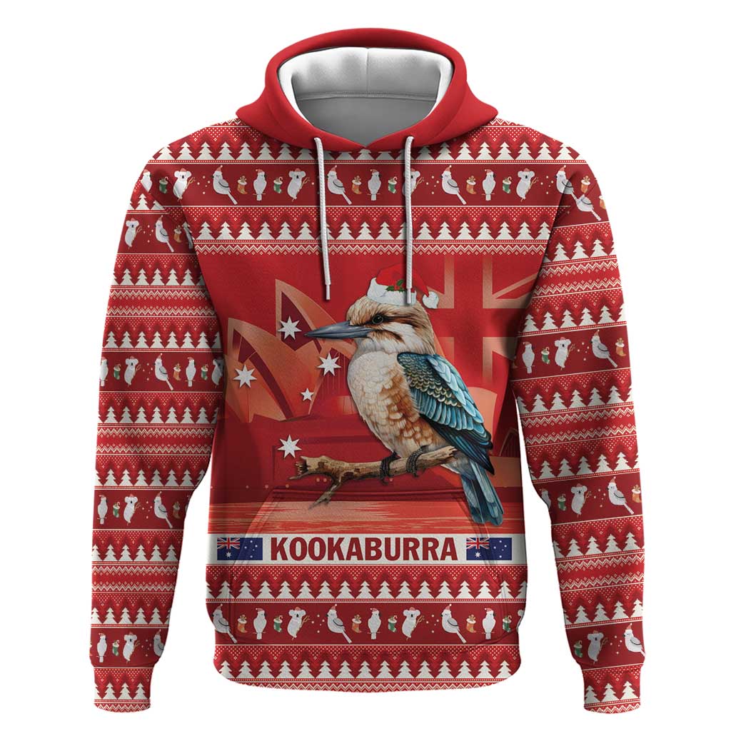 Aussie Kookaburra Hoodie Merry Christmas Red Style