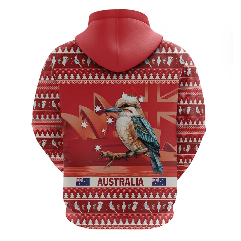 Aussie Kookaburra Hoodie Merry Christmas Red Style
