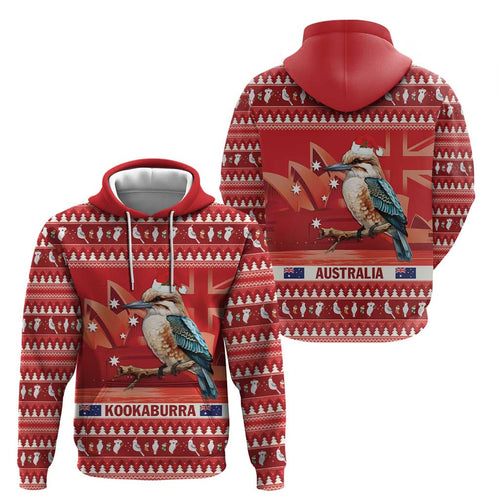 Aussie Kookaburra Hoodie Merry Christmas Red Style
