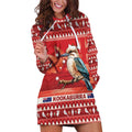 Aussie Kookaburra Hoodie Dress Merry Christmas Red Style