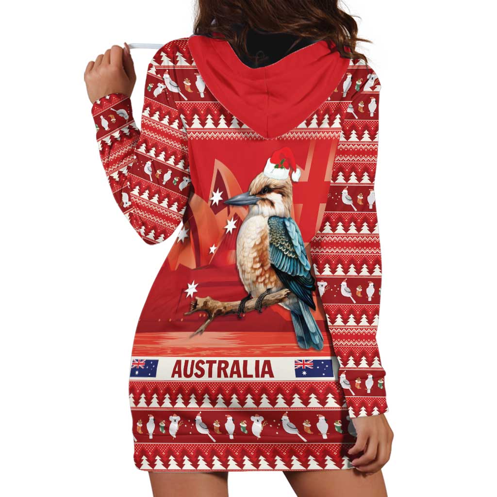 Aussie Kookaburra Hoodie Dress Merry Christmas Red Style