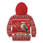 Aussie Kookaburra Kid Hoodie Merry Christmas Red Style
