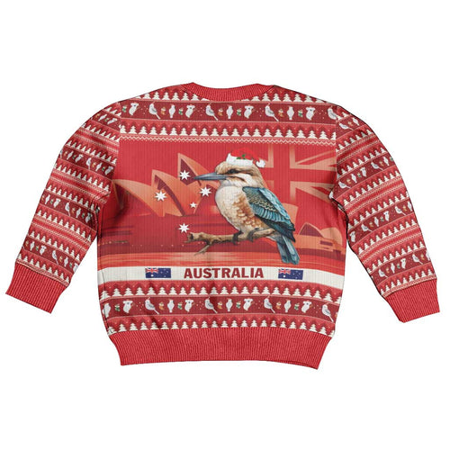 Aussie Kookaburra Kid Ugly Christmas Sweater Merry Christmas Red Style