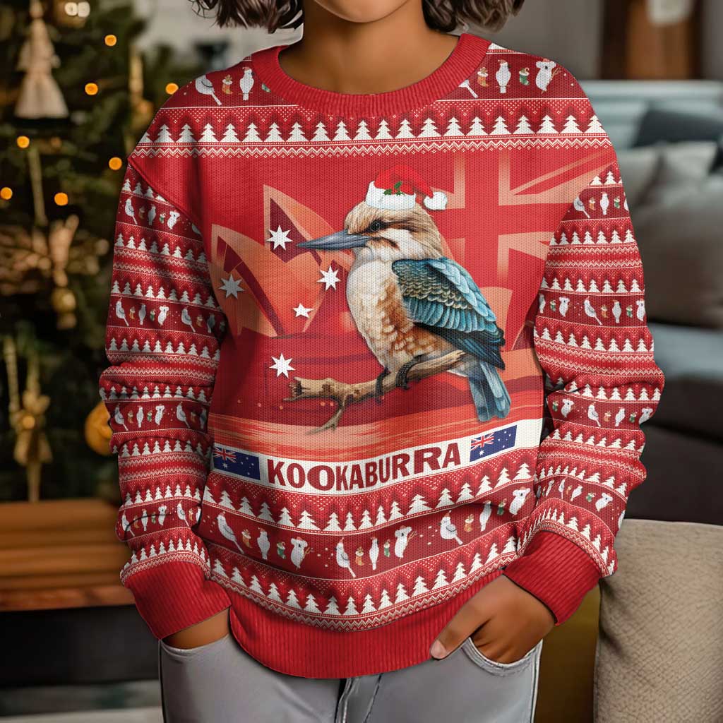 Aussie Kookaburra Kid Ugly Christmas Sweater Merry Christmas Red Style