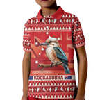 Aussie Kookaburra Kid Polo Shirt Merry Christmas Red Style