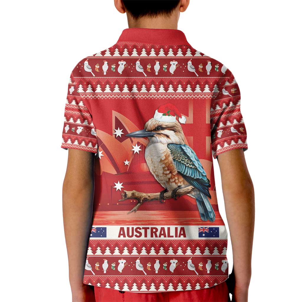 Aussie Kookaburra Kid Polo Shirt Merry Christmas Red Style
