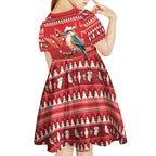Aussie Kookaburra Kid Short Sleeve Dress Merry Christmas Red Style