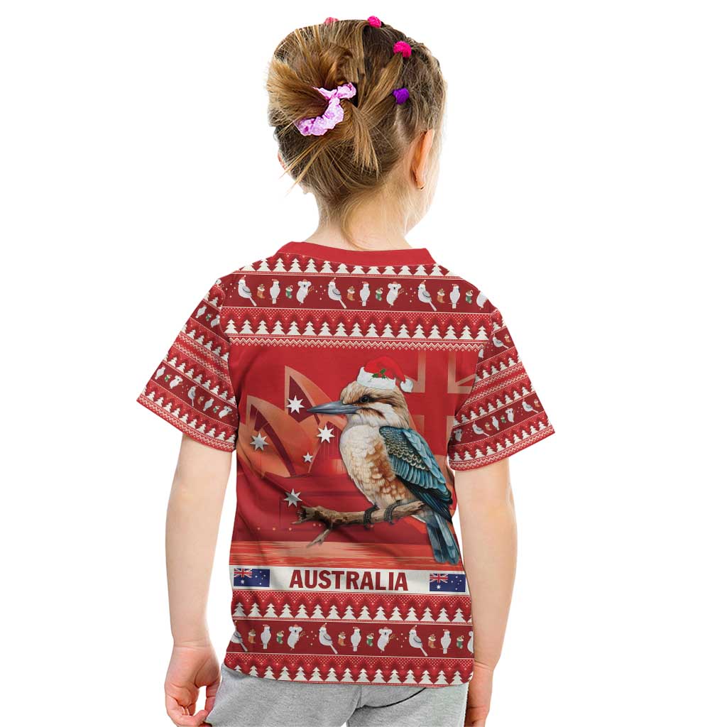 Aussie Kookaburra Kid T Shirt Merry Christmas Red Style