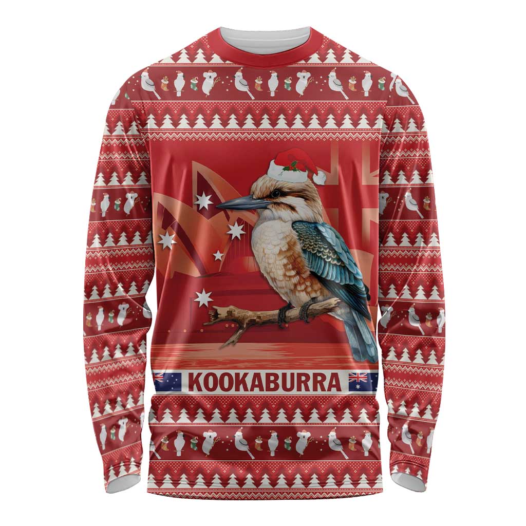 Aussie Kookaburra Long Sleeve Shirt Merry Christmas Red Style