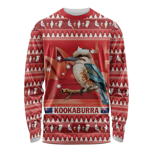Aussie Kookaburra Long Sleeve Shirt Merry Christmas Red Style