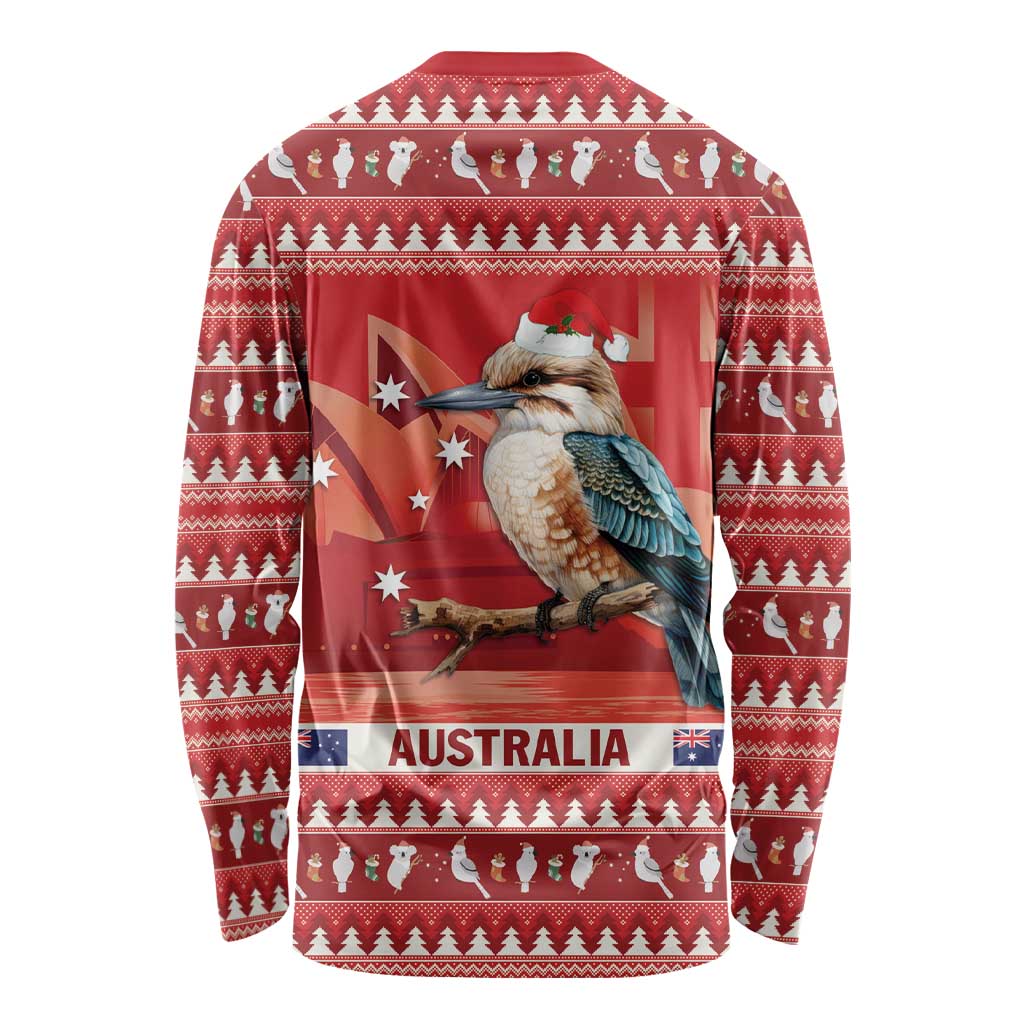 Aussie Kookaburra Long Sleeve Shirt Merry Christmas Red Style
