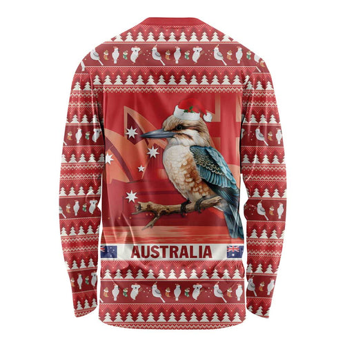 Aussie Kookaburra Long Sleeve Shirt Merry Christmas Red Style