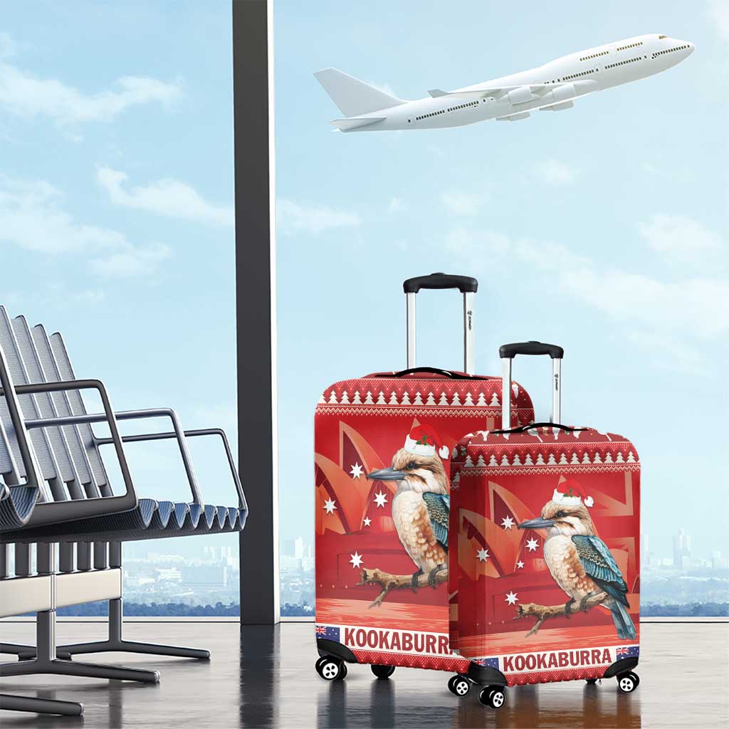 Aussie Kookaburra Luggage Cover Merry Christmas Red Style