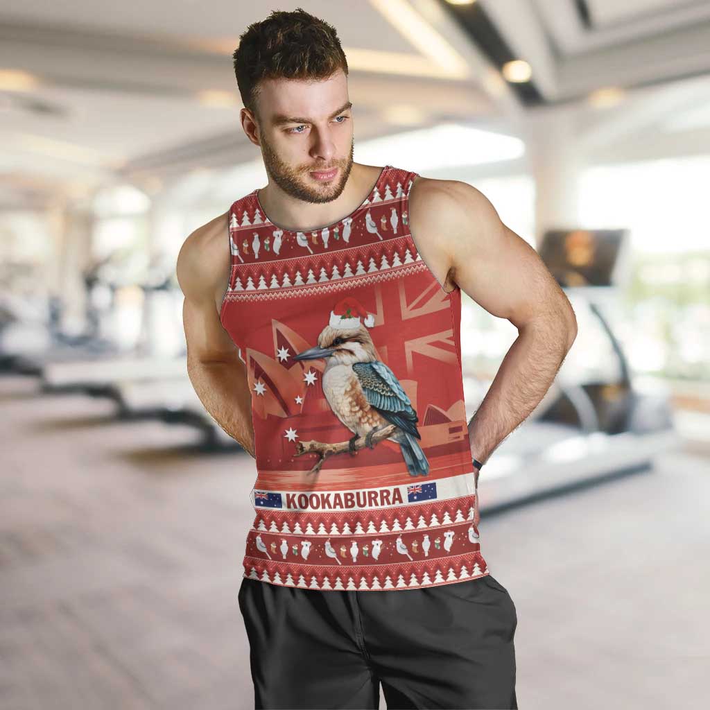 Aussie Kookaburra Men Tank Top Merry Christmas Red Style