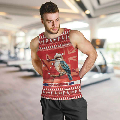 Aussie Kookaburra Men Tank Top Merry Christmas Red Style