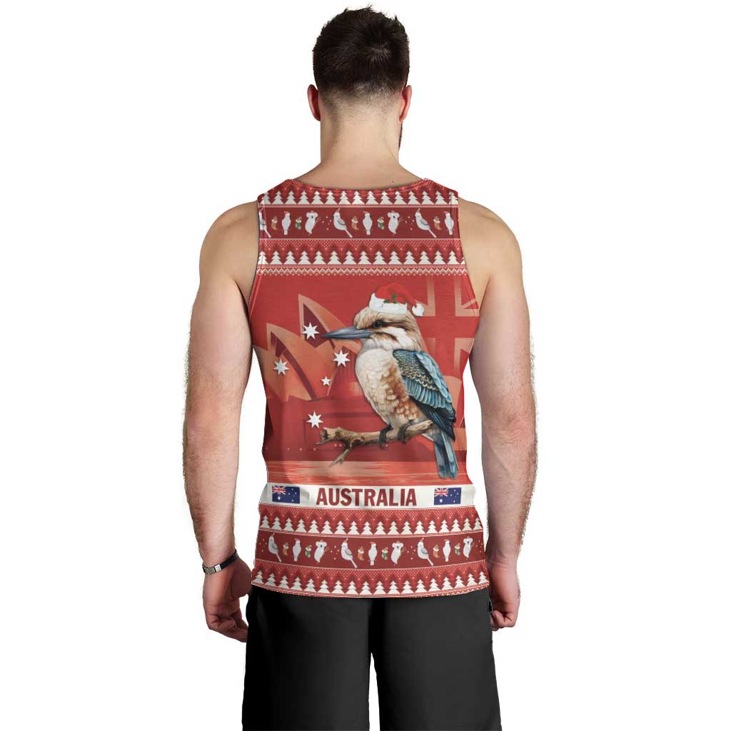 Aussie Kookaburra Men Tank Top Merry Christmas Red Style