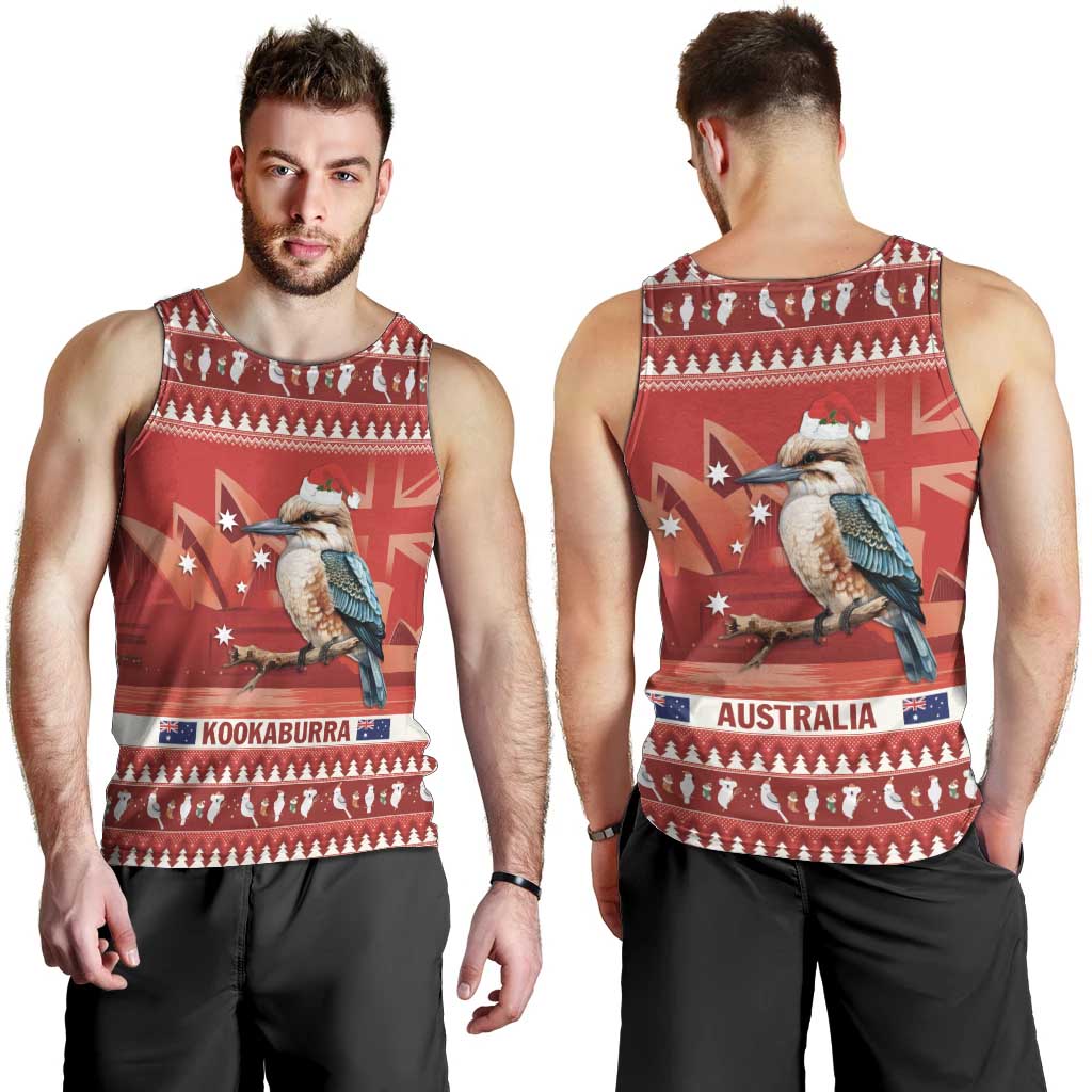Aussie Kookaburra Men Tank Top Merry Christmas Red Style