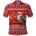 Aussie Kookaburra Polo Shirt Merry Christmas Red Style