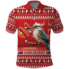 Aussie Kookaburra Polo Shirt Merry Christmas Red Style