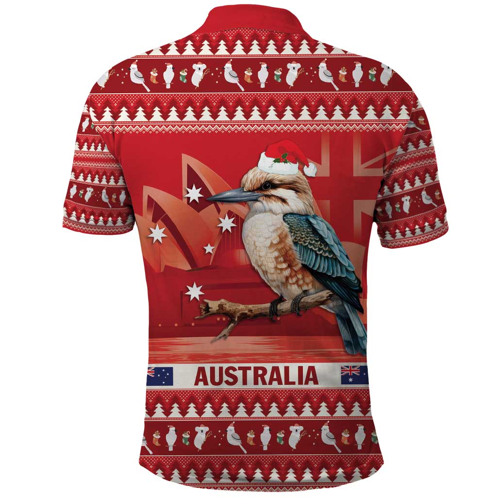 Aussie Kookaburra Polo Shirt Merry Christmas Red Style