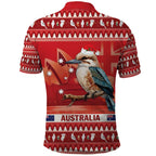 Aussie Kookaburra Polo Shirt Merry Christmas Red Style