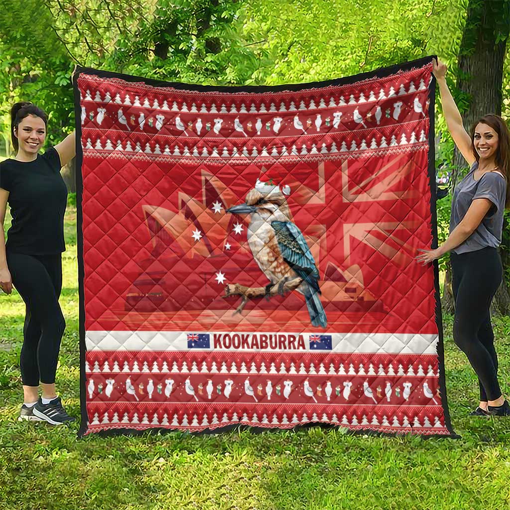 Aussie Kookaburra Quilt Merry Christmas Red Style