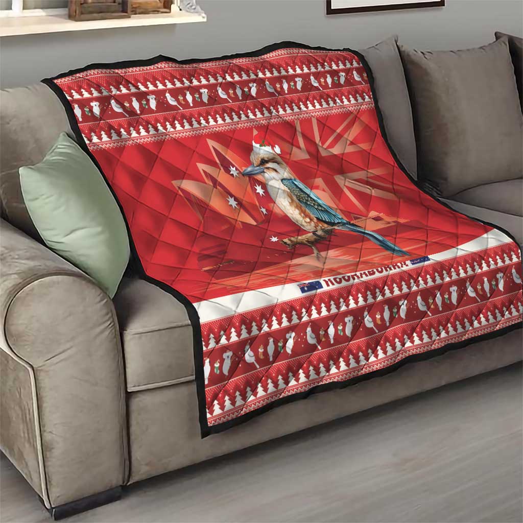 Aussie Kookaburra Quilt Merry Christmas Red Style