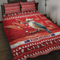 Aussie Kookaburra Quilt Bed Set Merry Christmas Red Style